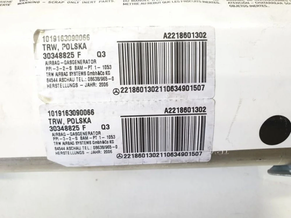 Подушка безопасности Airbag в торпеду A2218601302 Mercedes W221 S-Clas