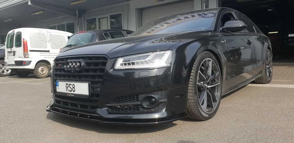 Губа Audi S8 D4 рест (14-18) сплиттер юбка обвес (Maxton)