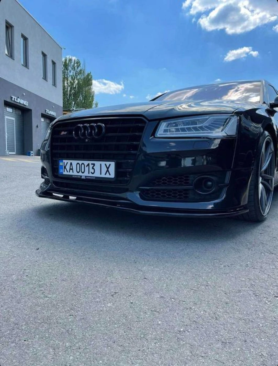 Губа Audi S8 D4 рест (14-18) сплиттер юбка обвес (Maxton)