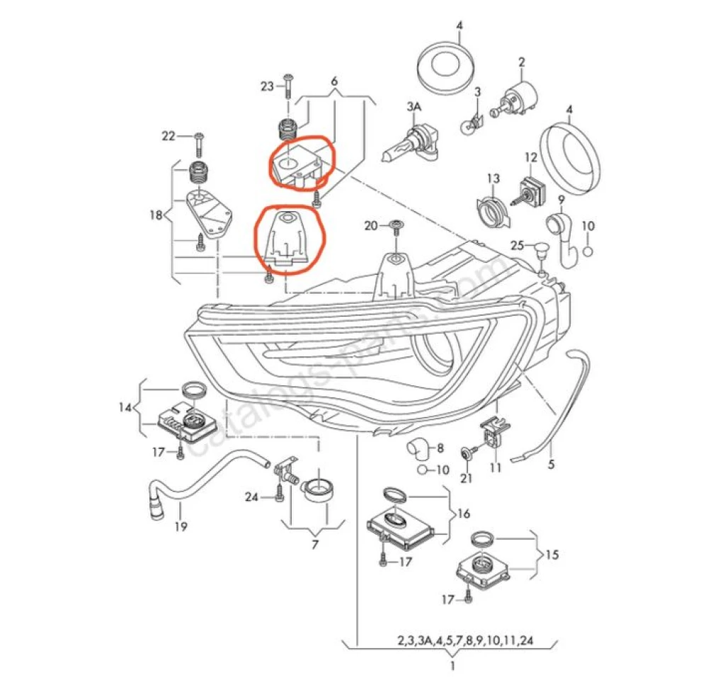 Ремкомплект крепления фары кріплення фари Audi a3 8v, Q5 80A, A4 B9