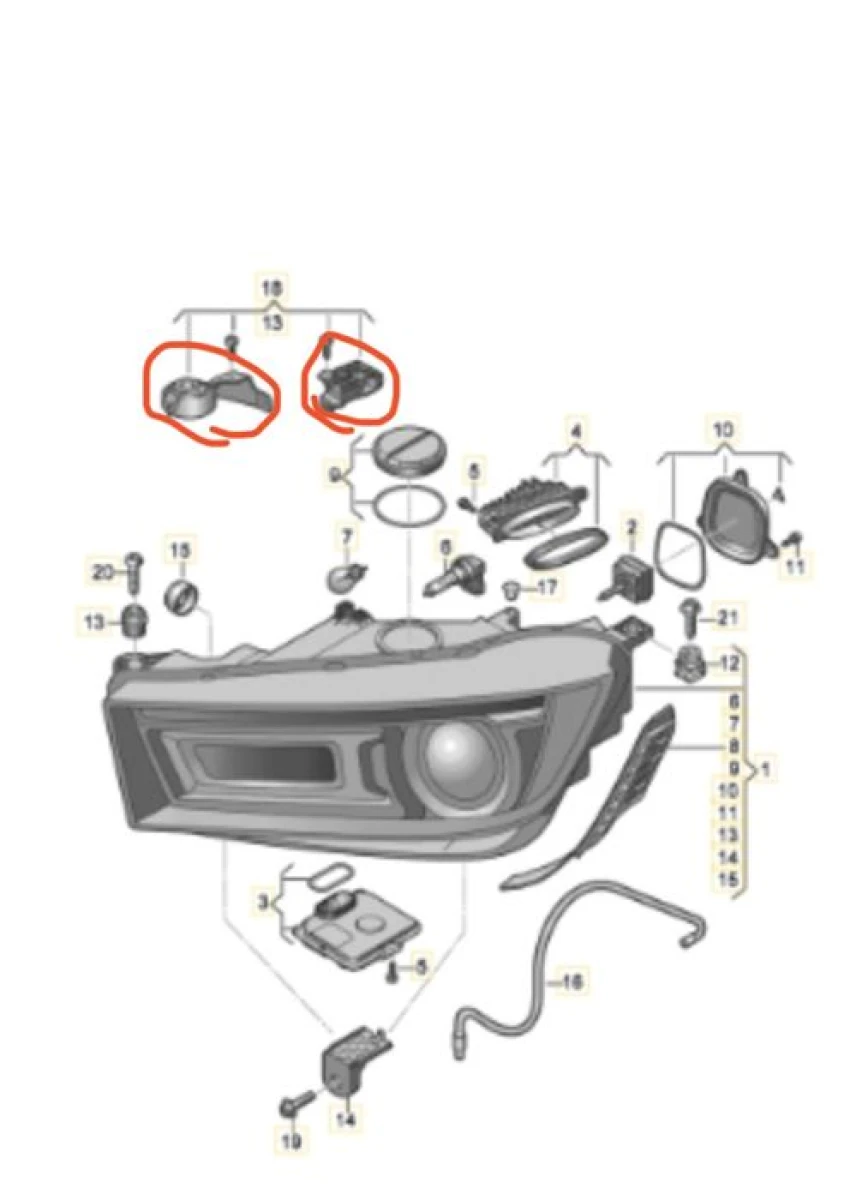 Ремкомплект крепления фары кріплення фари Audi a3 8v, Q5 80A, A4 B9