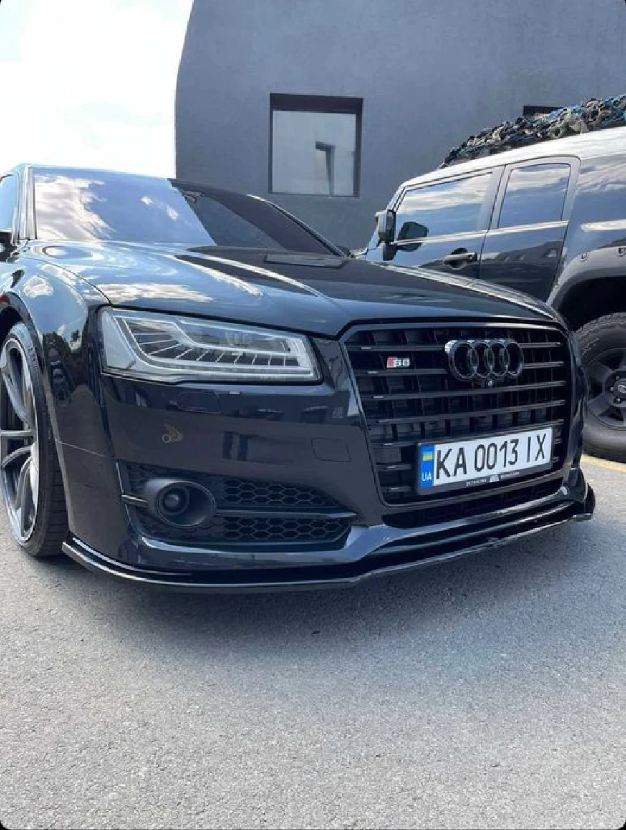 Губа Audi S8 D4 рест (14-18) сплиттер юбка обвес (Maxton)