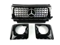 Решетка радиатора mercedes G W463 18-22г.GT стиль(Chome Black)+Окуляри